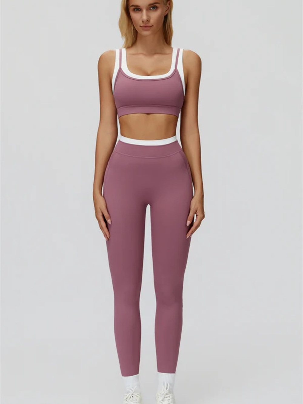 Sfigure canyon Wisteria Pink Athletic Legging & Sports Bra Set